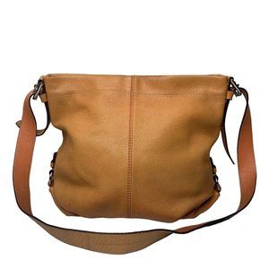 Coach #F15064 Coral Orange Duffle Pebbled Leather Slouchy Zipper Crossbody Bag